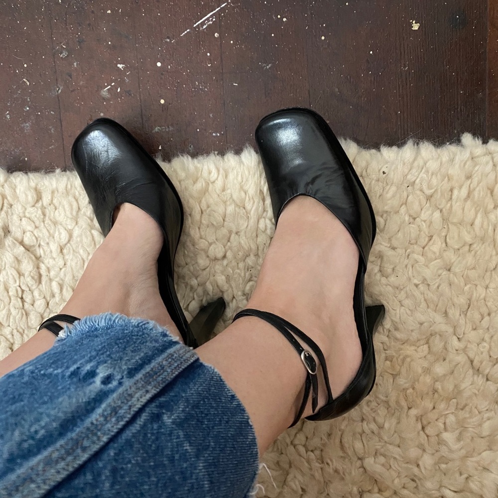 VINTAGE Square Toe Black Heels 8.5 90's 00's